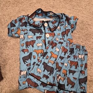 Kids Animal Print Pajama Set - Blue